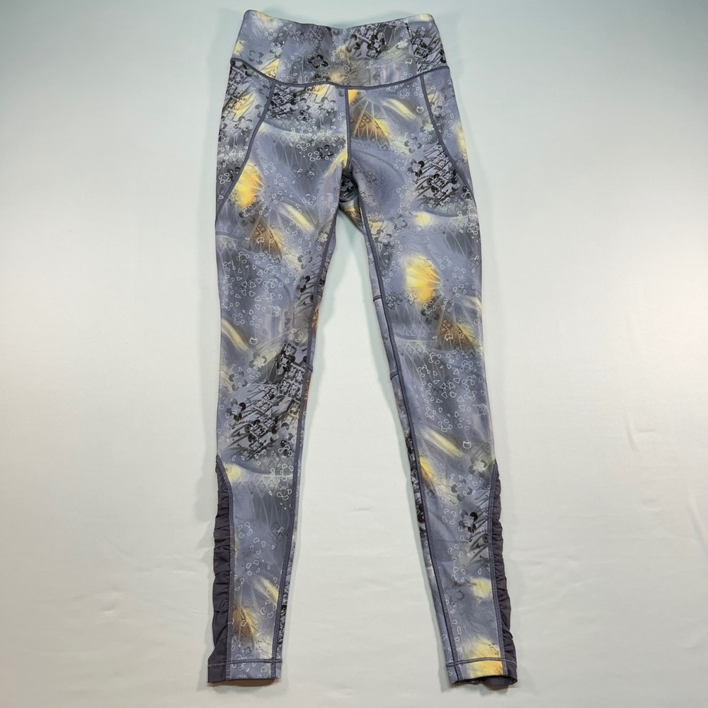 Calia by Carrie Underwood Womens Small Abstract Print Ruched Mesh Leggings Gray